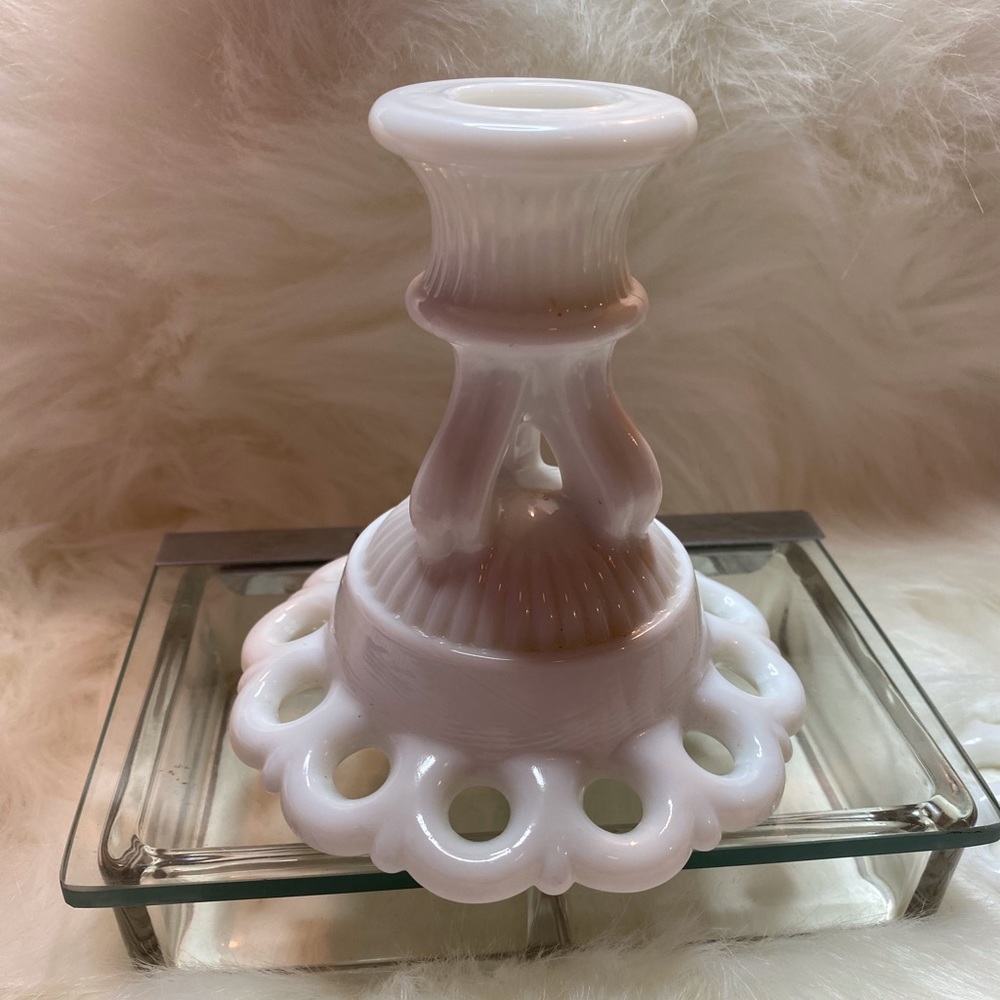 Westmoreland Glass milk glass candle PAIR